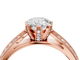Rose gold Pear Solitaire Diamond Ring with Milgrain Pavé Band and Four-Prong Setting_173