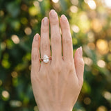 Rose gold Pear Solitaire Diamond Ring with Milgrain and Black Enamel X Pattern Band_12