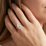 Rose gold Pear Solitaire Diamond Ring with Milgrain and Black Enamel X Pattern Band_14