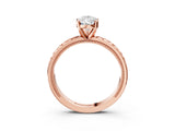 Rose gold Pear Solitaire Diamond Ring with Milgrain and Black Enamel X Pattern Band_172