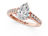 Rose gold Pear Solitaire Diamond Ring with Pavé Band and Four-Prong Setting_148