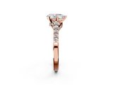 Rose gold Pear Solitaire Diamond Ring with Pavé Band and Four-Prong Setting_149