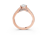 Rose gold Pear Solitaire Diamond Ring with Pavé Band and Four-Prong Setting_150