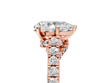 Rose gold Pear Solitaire Diamond Ring with Pavé Band and Four-Prong Setting_152
