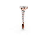 Rose gold Pear Solitaire Diamond Ring with Pave Band and Four-Prong Setting_287