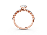 Rose gold Pear Solitaire Diamond Ring with Pave Band and Four-Prong Setting_288