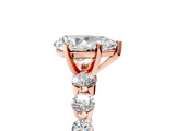 Rose gold Pear Solitaire Diamond Ring with Pave Band and Four-Prong Setting_290