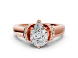 Rose gold Pear Solitaire Diamond Ring with Pave Band and Six-Prong Setting_35