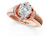 Rose gold Pear Solitaire Diamond Ring with Pave Band and Six-Prong Setting_36