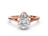 Rose gold Pear Solitaire Diamond Ring with Six-Prong Setting and Tapered Band_24