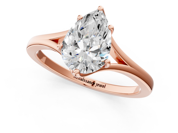 Rose Gold Pear-Shaped Solitaire Engagement Ring Setting with Plain Split Shank