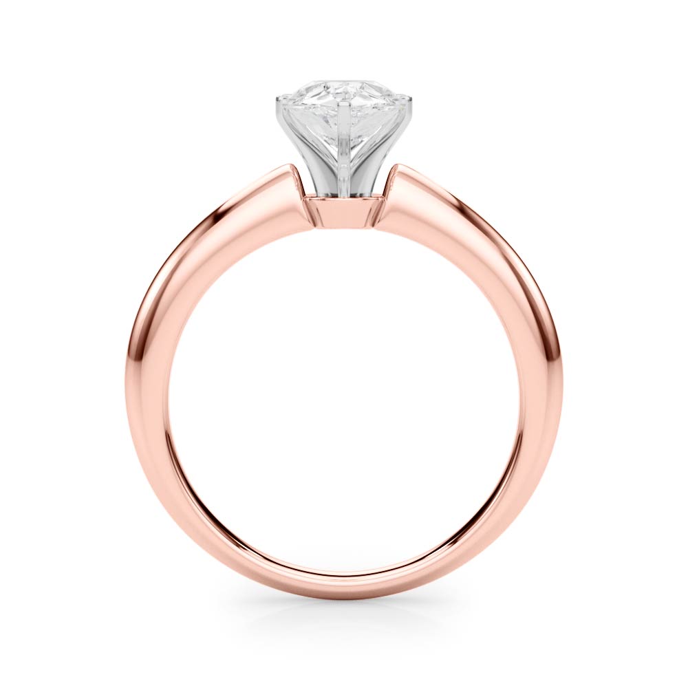 Rose gold Pear Solitaire Diamond Ring with Six-Prong Setting on a Classic Band 2