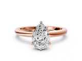 Rose gold Pear Solitaire Diamond Ring with Six-Prong Setting on a Classic Band_3