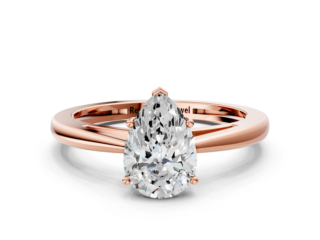Rose gold Pear Solitaire Diamond Ring with Split Shank and Four-Prong Setting_12
