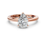 Rose gold Pear Solitaire Diamond Ring with Split Shank and Four-Prong Setting_12