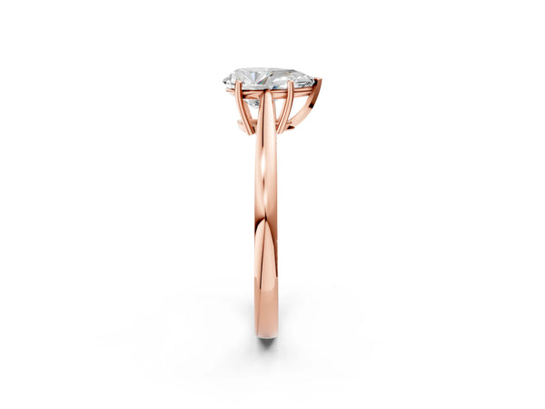 Rose gold Pear Solitaire Diamond Ring with Split Shank and Four-Prong Setting