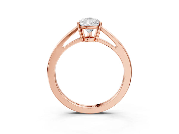 Rose gold Pear Solitaire Diamond Ring with Split Shank and Four-Prong Setting
