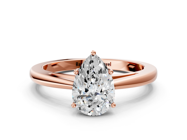 Rose gold Pear Solitaire Diamond Ring with Split Shank and Four-Prong Setting