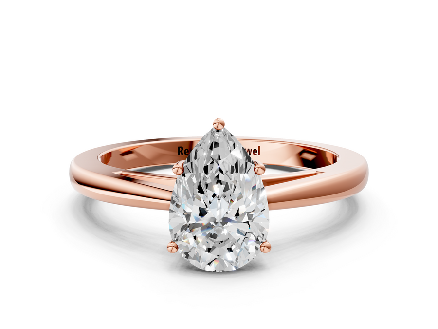 Rose gold Pear Solitaire Diamond Ring with Split Shank and Four-Prong Setting