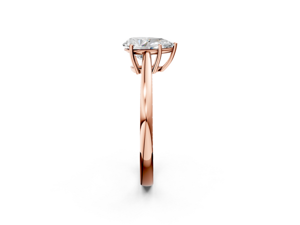 Rose gold Pear Solitaire Diamond Ring with Split Shank and Four-Prong Setting