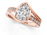 Rose gold Pear Solitaire Diamond Ring with Split Shank and Prong Setting_66