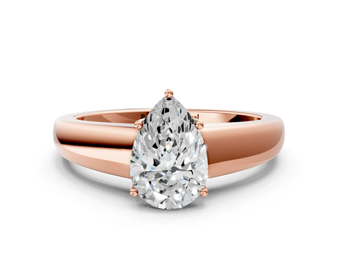 Rose gold Pear Solitaire Diamond Ring with Tapered Band and Four-Prong Setting_49