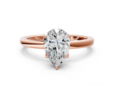 Rose gold Pear Solitaire Diamond Ring with Thin Band and Four-Prong Setting_3