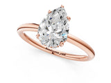 Rose gold Pear Solitaire Diamond Ring with a Classic Band and Four-Prong Setting 1