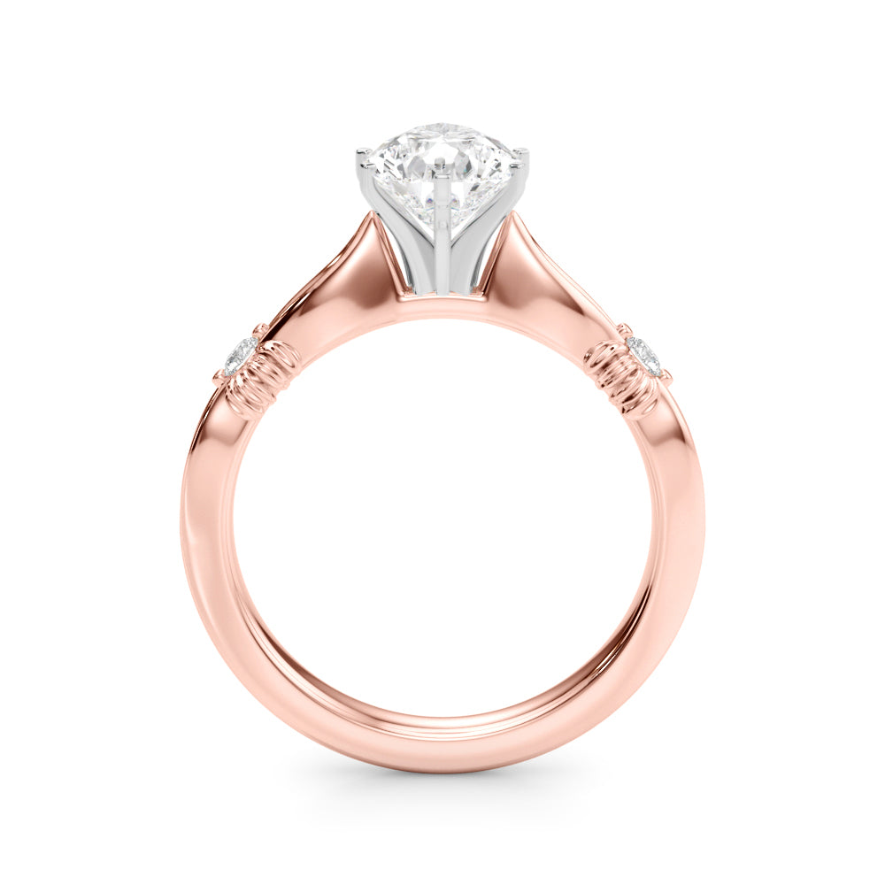 Rose gold Pear Solitaire Diamond Twisted Band with Four-Prong Setting 2