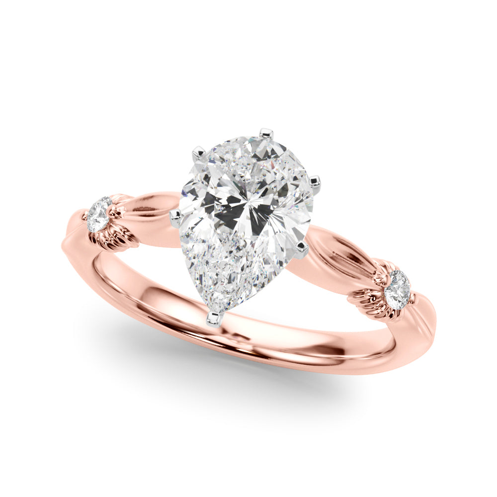 Rose gold Pear Solitaire Diamond Twisted Band with Four-Prong Setting