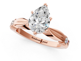 Rose gold Pear Solitaire Diamond Twisted Band with Four-Prong Setting_84