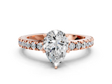 Rose gold Pear Solitaire Diamond with Pavé Band and Four-Prong Setting_39