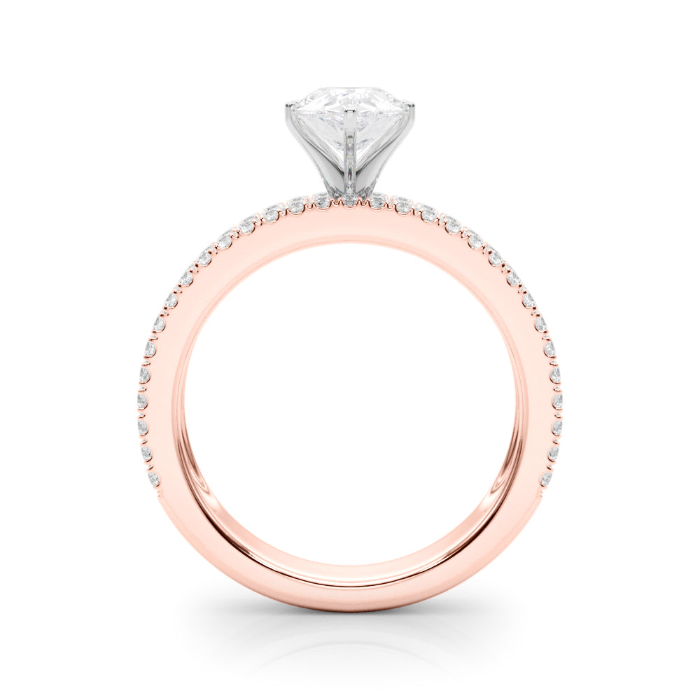 Rose gold Pear Solitaire Diamond with Pave and Channel Set Band 2