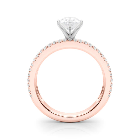 Rose gold Pear Solitaire Diamond with Pave and Channel Set Band 2