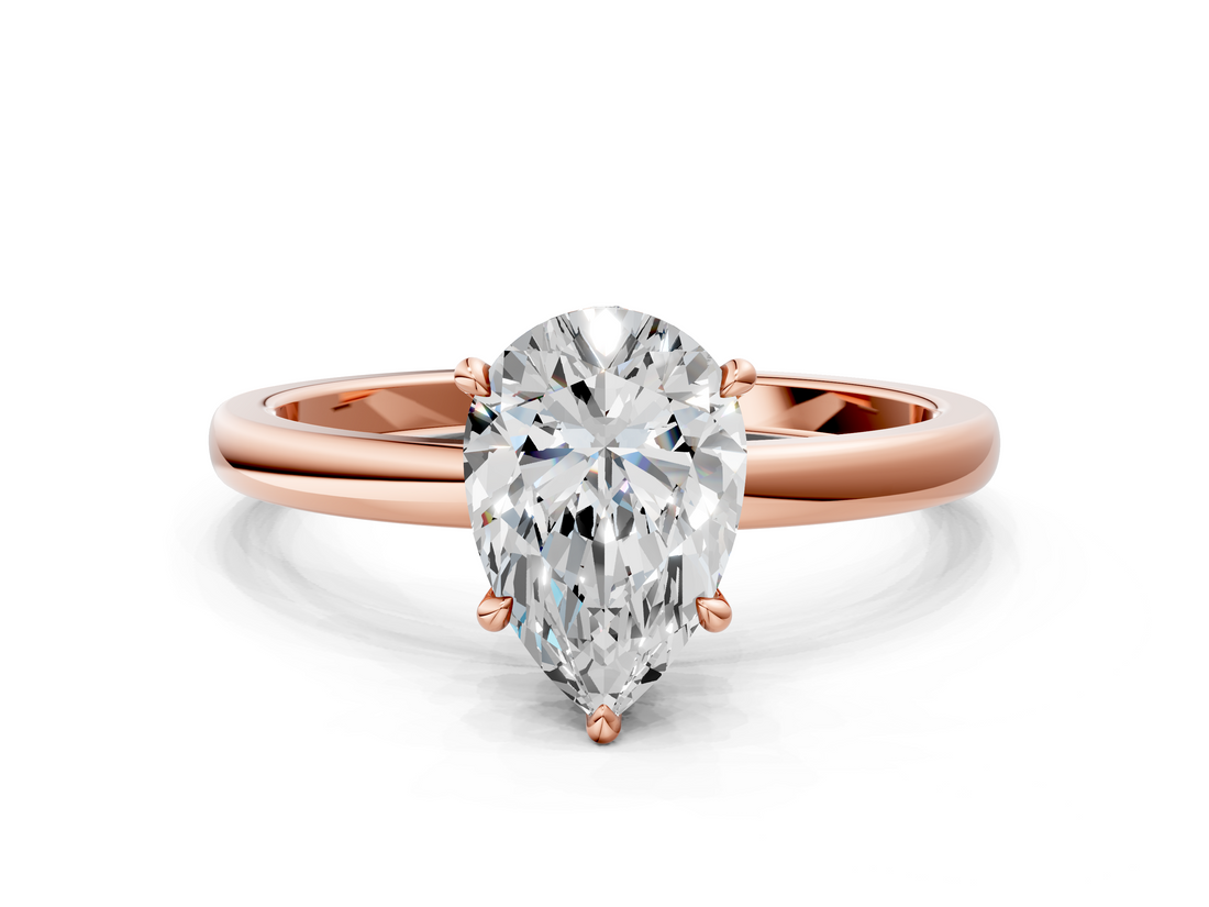 Rose gold Pear Solitaire Engagement Ring with Cathedral Band and Four-Prong Setting_21