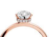 Rose gold Pear Solitaire Engagement Ring with Cathedral Band and Four-Prong Setting_25