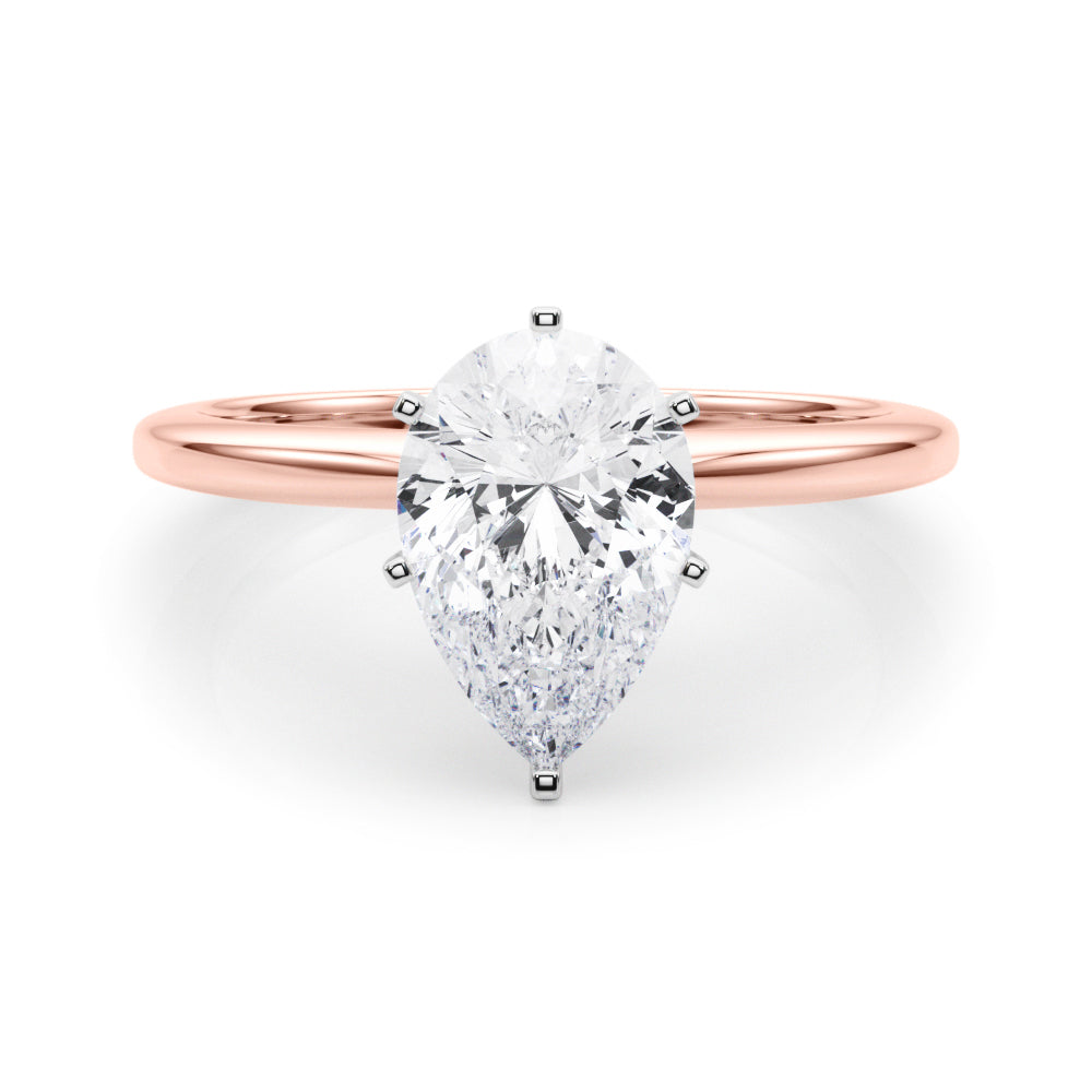 Rose gold Pear Solitaire Engagement Ring with Classic Band and Four-Prong Setting 1