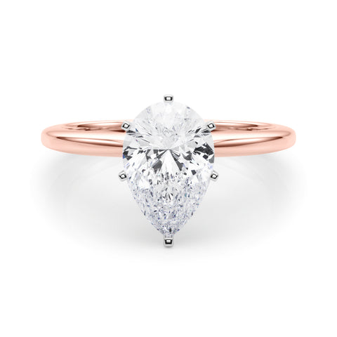 Rose gold Pear Solitaire Engagement Ring with Classic Band and Four-Prong Setting 1