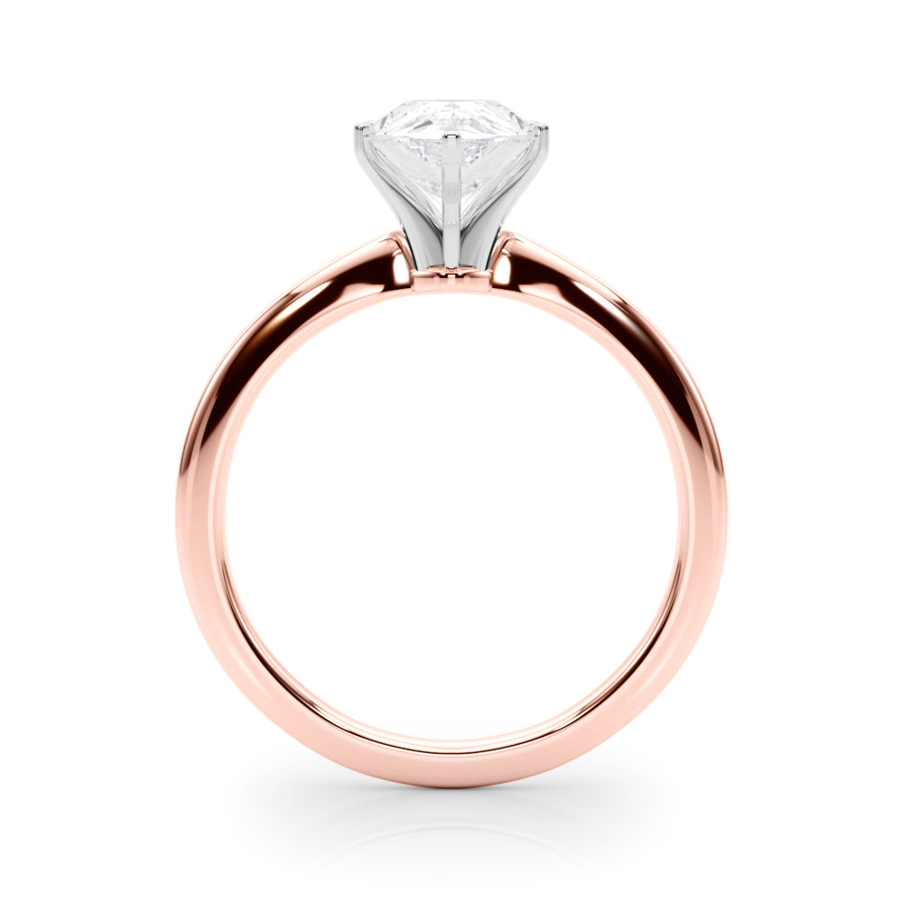 Rose gold Pear Solitaire Engagement Ring with Classic Band and Four-Prong Setting 2
