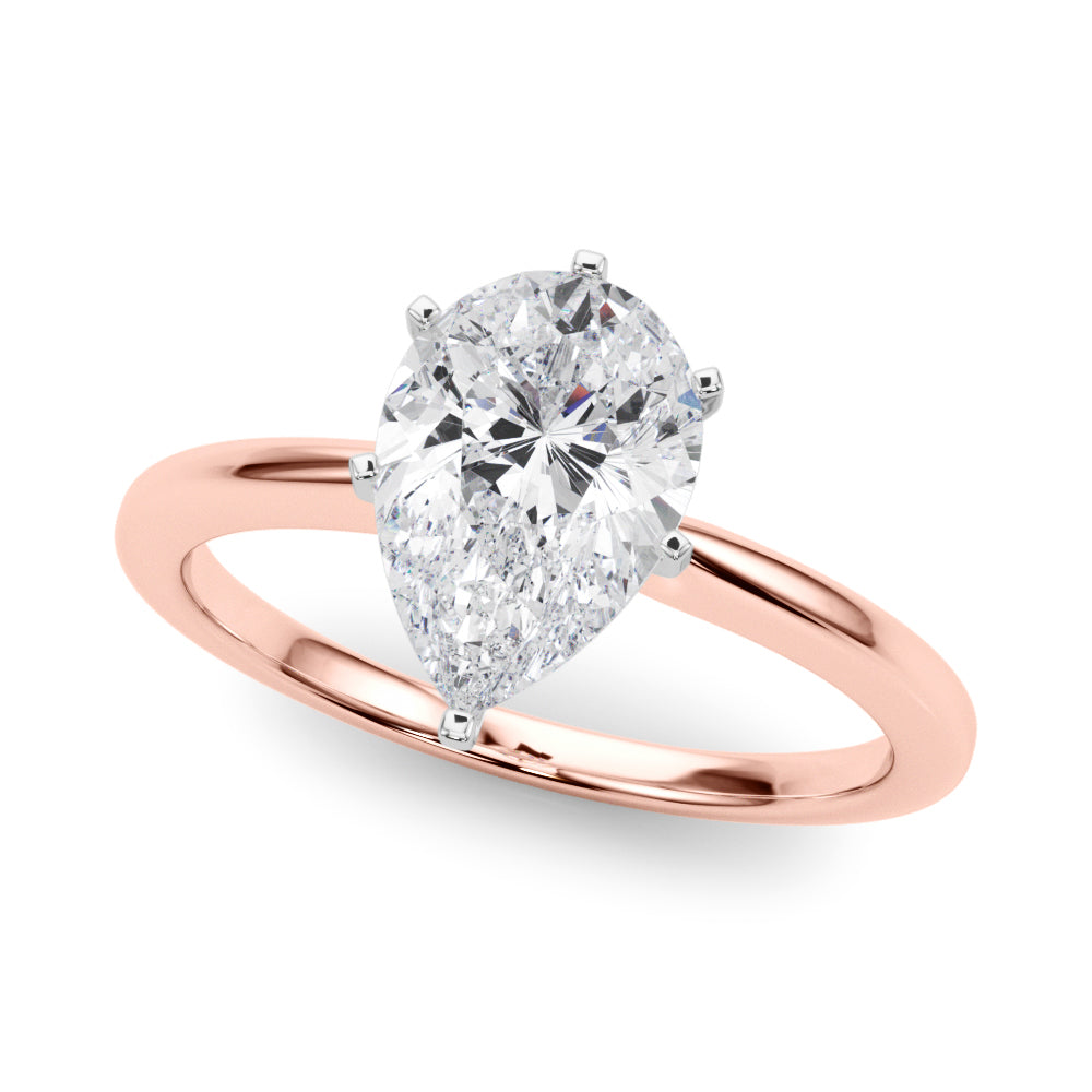 Rose gold Pear Solitaire Engagement Ring with Classic Band and Four-Prong Setting