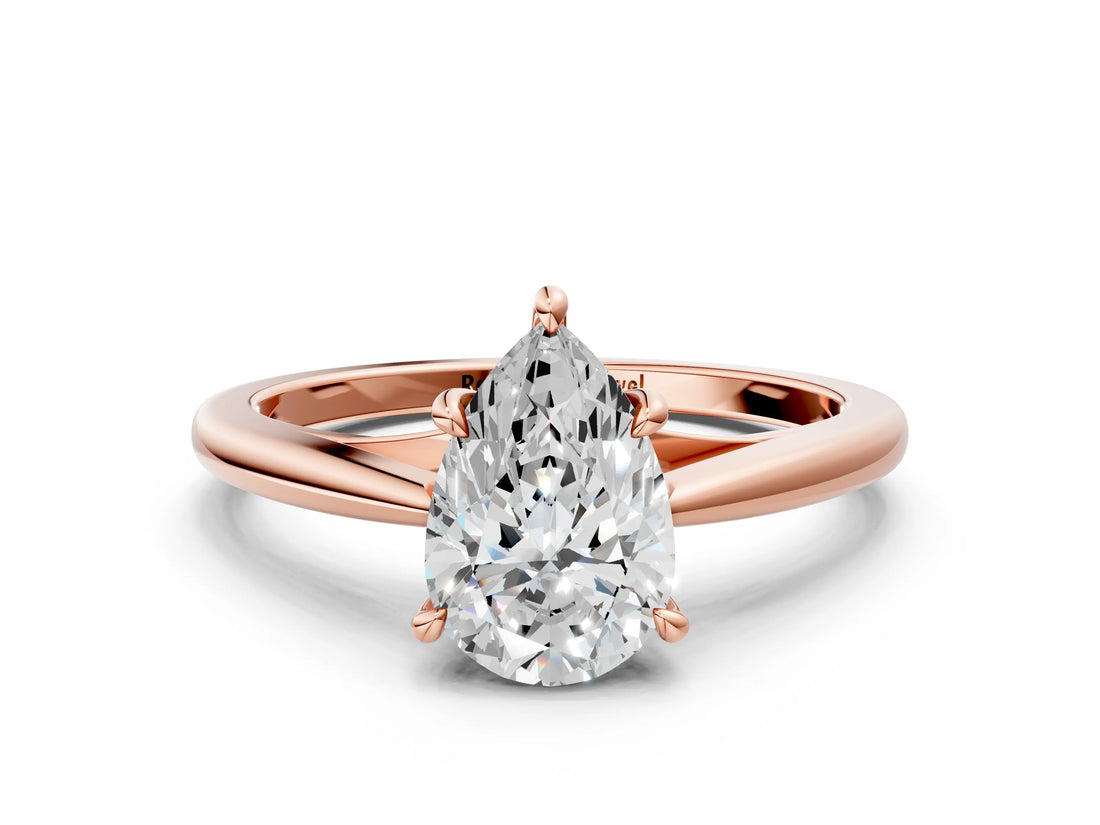 Rose gold Pear Solitaire Engagement Ring with Four-Prong Setting and Classic Band 1