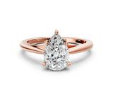 Rose gold Pear Solitaire Engagement Ring with Four-Prong Setting and Classic Band 1