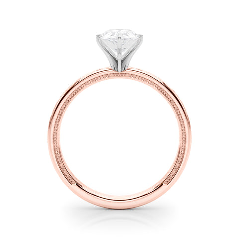Rose gold Pear Solitaire Engagement Ring with Scrollwork Band and Four-Prong Setting 2