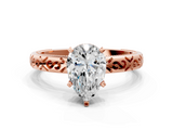 Rose gold Pear Solitaire Engagement Ring with Scrollwork Band and Four-Prong Setting_153