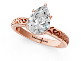 Rose gold Pear Solitaire Engagement Ring with Scrollwork Band and Four-Prong Setting_154