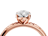 Rose gold Pear Solitaire Engagement Ring with Scrollwork Band and Four-Prong Setting_157