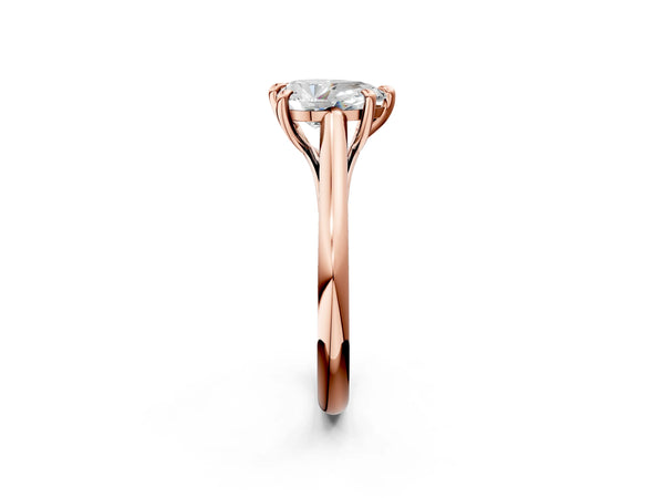 Rose gold Pear Solitaire Engagement Ring with Six-Prong Setting and Classic Band