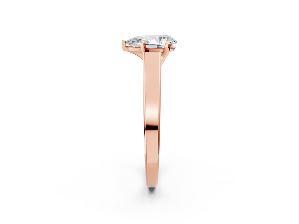 Rose gold Pear Solitaire Engagement Ring with Six-Prong Setting and Tapered Band