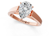 Rose gold Pear Solitaire Engagement Ring with Six-Prong Setting and Tapered Band_9