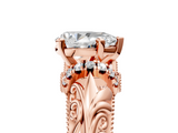 Rose gold Pear Solitaire Filigree Engagement Ring with Halo and Prong Setting_67